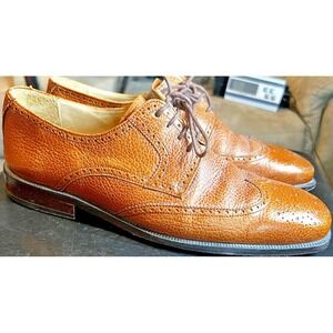 Sandro Moscoloni Men's Size 8 Tan Brown Oxford Laced Dress Shoes WingTip Leather